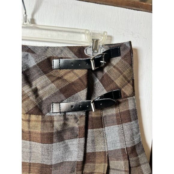 Vintage Womens Brown Plaid Skirt 34 Y2K Academia Prep Mini Kilt.     V - Picture 3 of 6